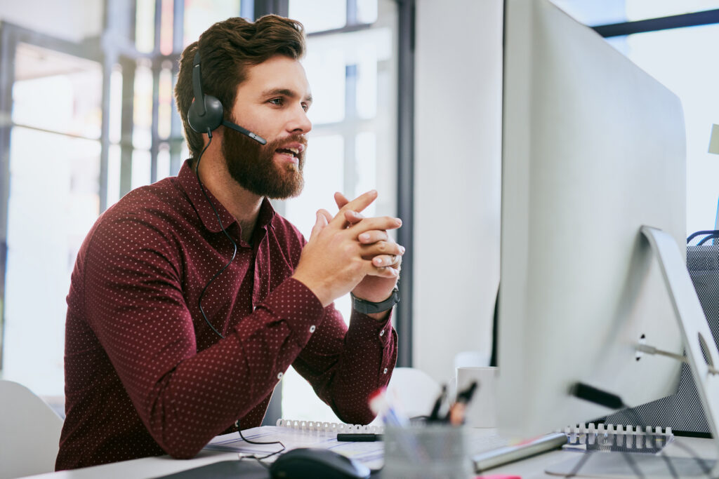 man wearing headset