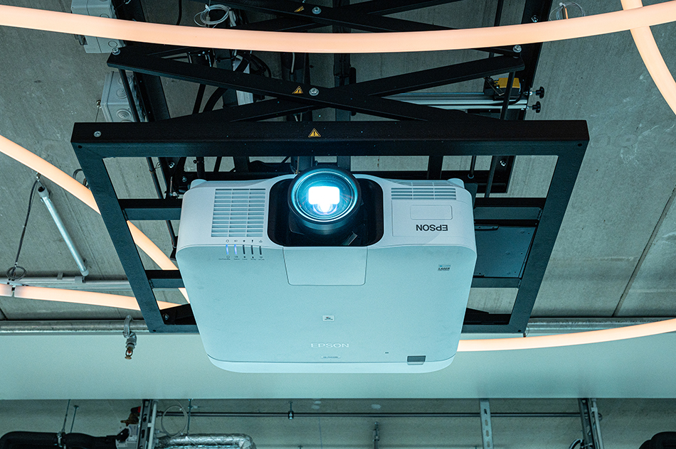 Epson projector installed on projector lift